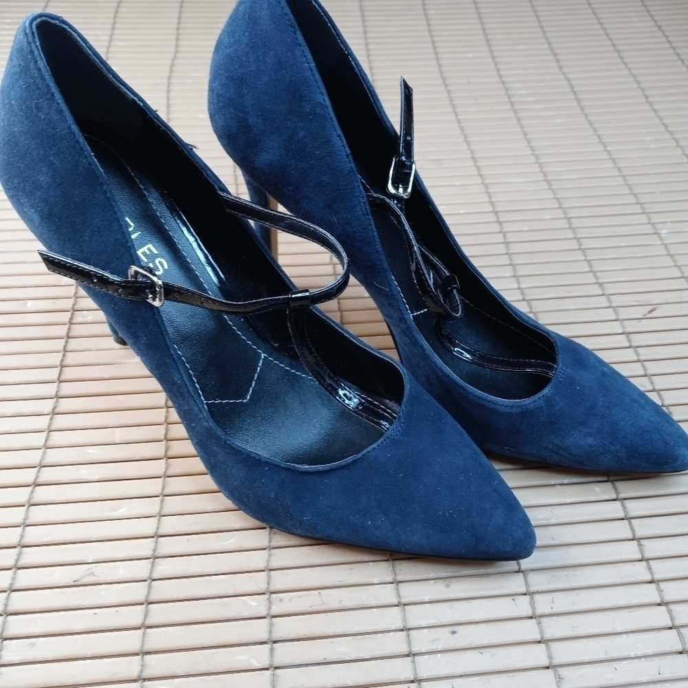 Charles by Charles David women's sz 8.5M blue suede 4" heels. Black patent leath